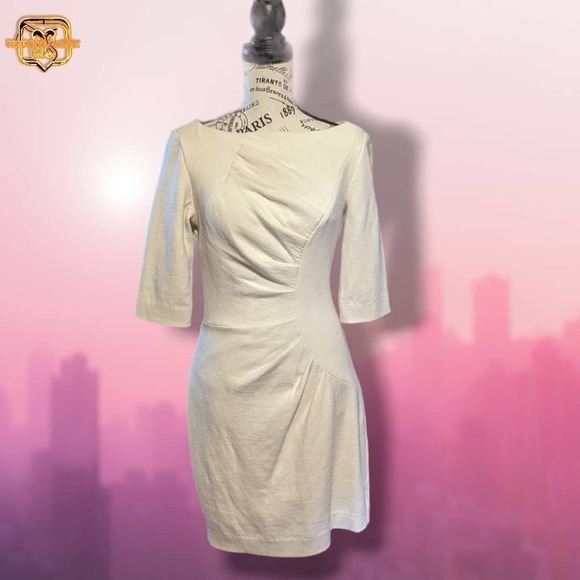 MILLY Andrea Cream Virgin Wool Pencil Dress, Medium - Picture 3 of 9